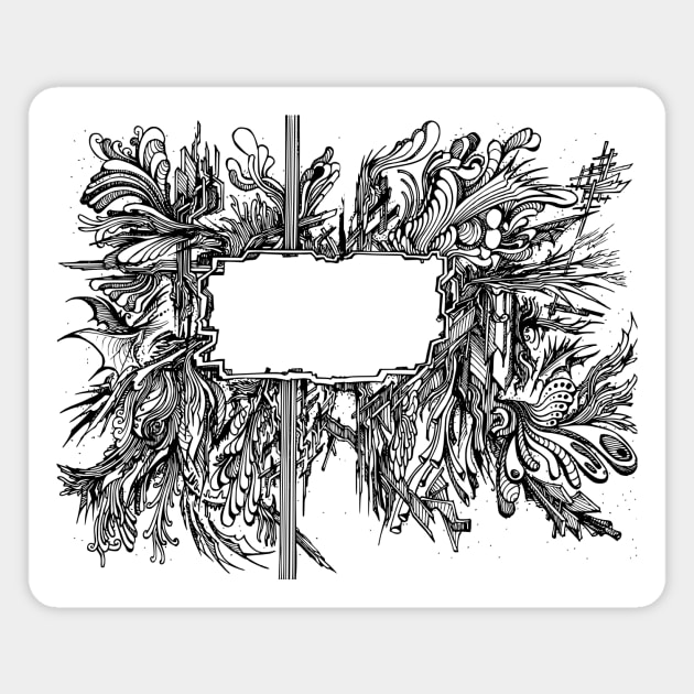 Abstract doodle frame art Magnet by TKDoodle